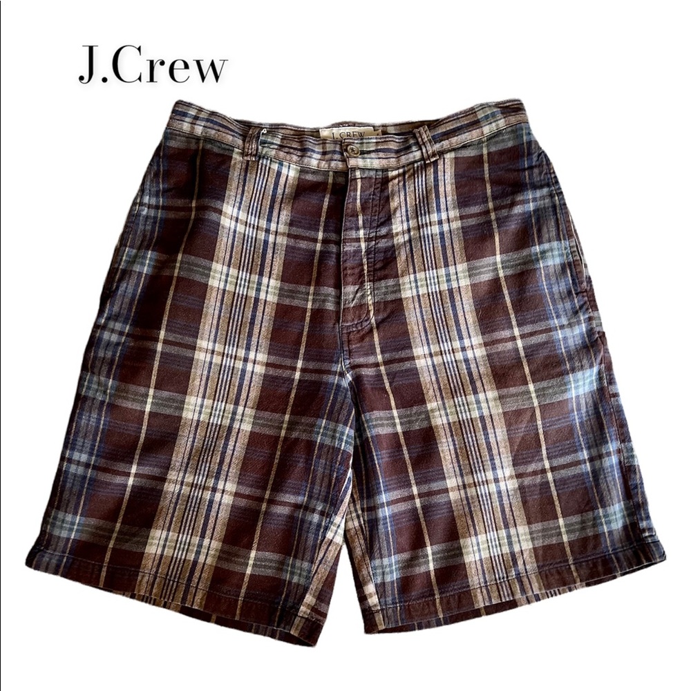Men’s J. Crew Cotton Fall Colored Plaid Shorts Size 31w